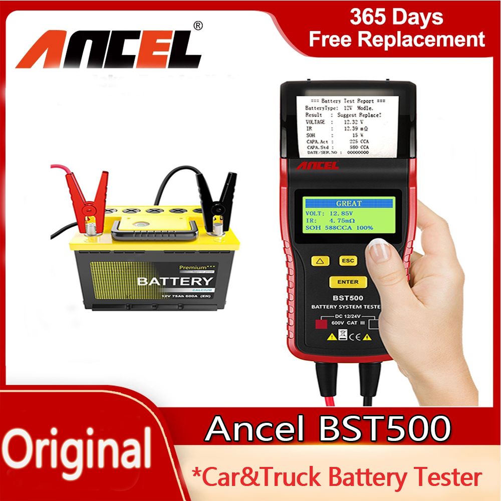 ANCEL BST500 전체 자동 자동차 배터리 충전기 12V 24V 디지털 디스플레이 배터리 전원 펄스 수리 충전기 습식 드라이 리드